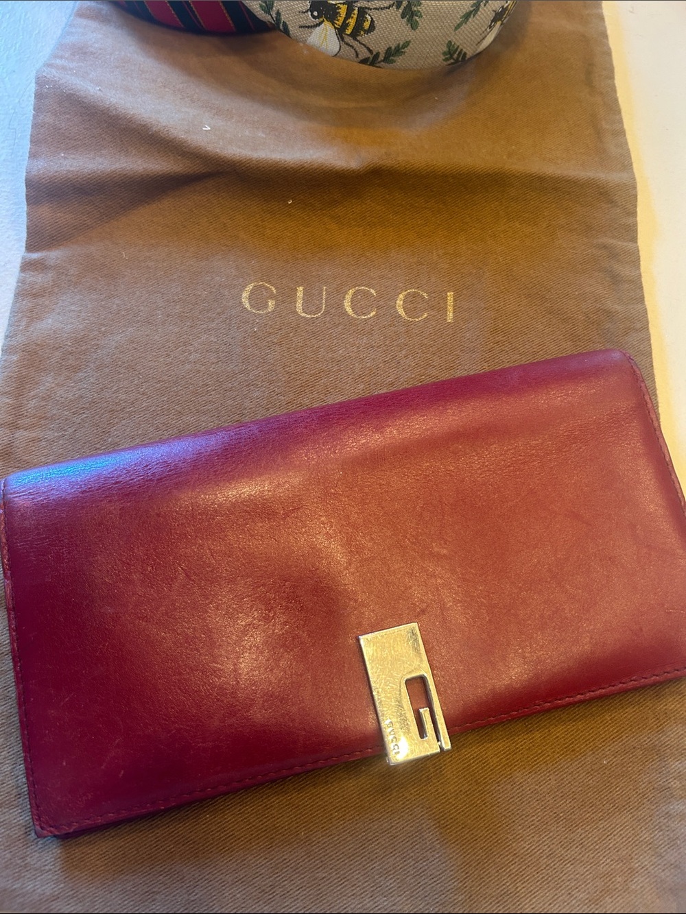 Gucci Red Calfskin Leather Wallet